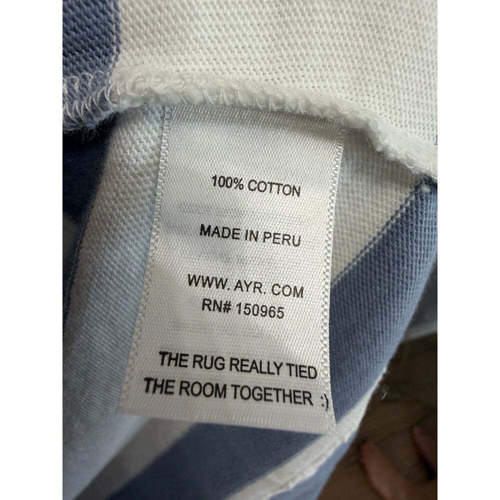 AYR The Early Mornings T-Shirt Long Sleeve Overcast Blue Striped Cotton Sz S - Picture 8 of 10